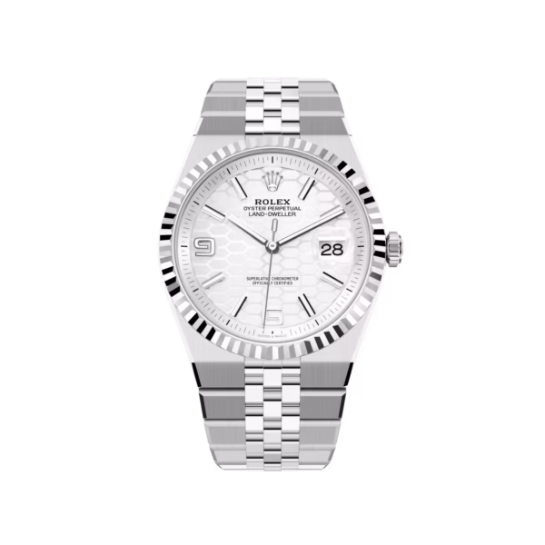 Rolex Land-Dweller 40 M127334-0001 Oystersteel White Dial Honeycomb Pattern Watch