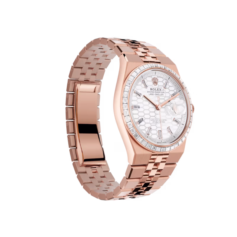 Rolex Land-Dweller 36 M127285TBR-0002 Everose Gold Diamond Bezel Diamond Paved Dial President Bracelet - Image 8