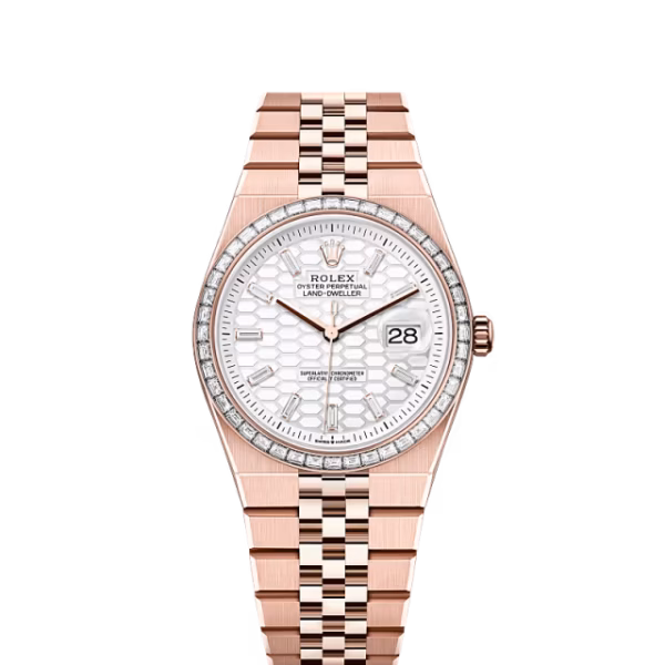 Rolex Land-Dweller 36 M127285TBR-0002 Everose Gold Diamond Bezel Diamond Paved Dial President Bracelet